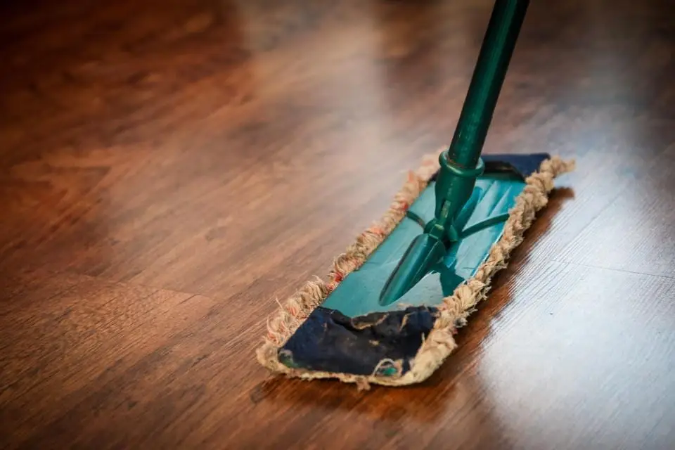 Flachwischer auf dunklem Parkett